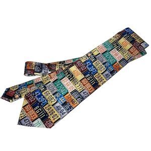 The Saturday Evening Post License Plates Tie - #3742 - Silk‎